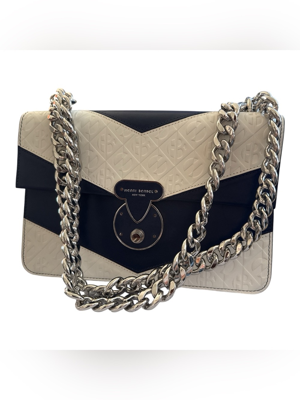 Authentic Henri Bendel Warren Street Chevron Chain Shoulder Bag collectible
